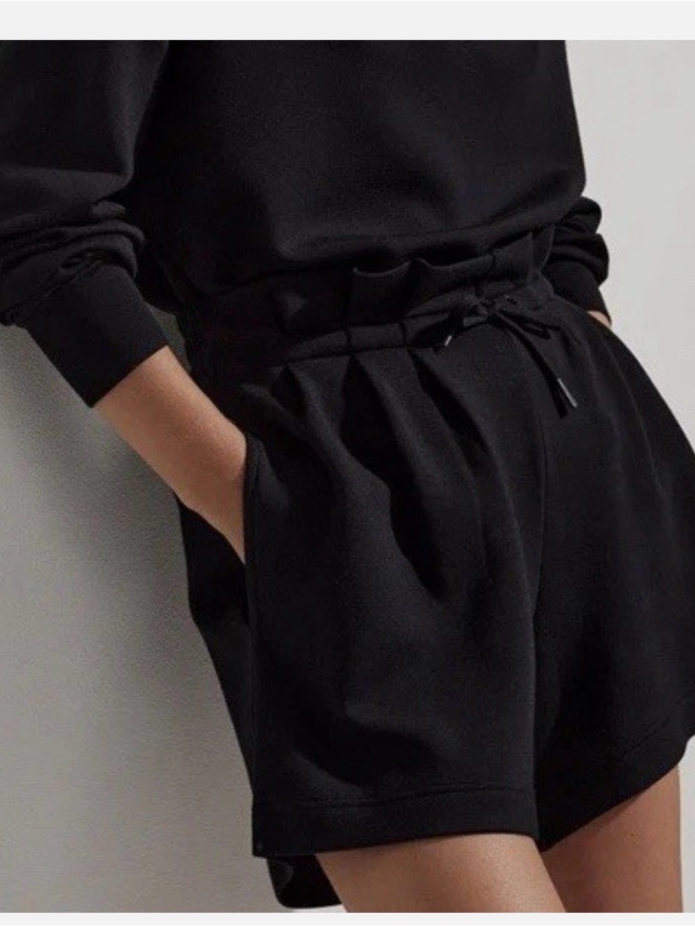 Varley Black Paperbag-Waist Athletic Shorts